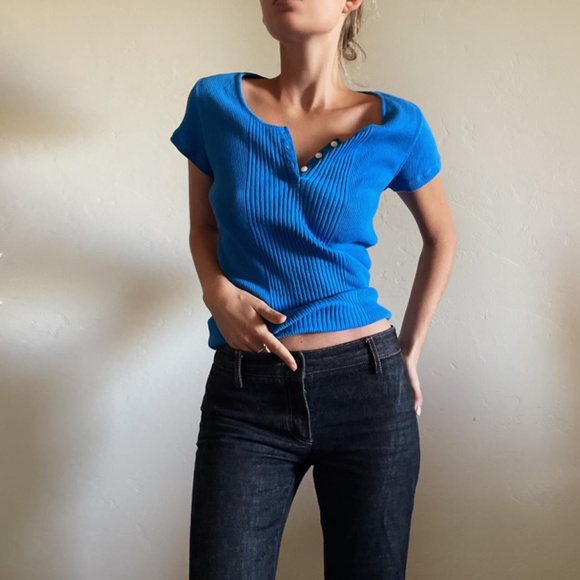 Beautiful Blue Vintage Ralph Lauren Top - Picture 3 of 7